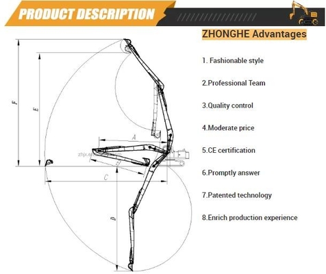 20 টন Q355B এক্সক্যাভেটর লং আর্ম Q690D এক্সক্যাভেটর লং বুম সঙ্গে আর্ম এবং সিলিন্ডার