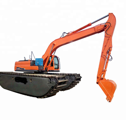 উভচর খননকারী লং রিচ 14M, CAT320 লং বুম আর্ম নদী খনন করছে