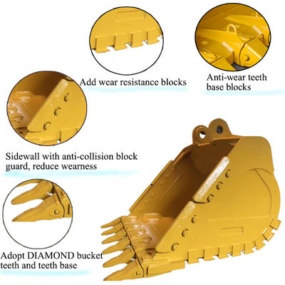 দীর্ঘ জীবনকাল Excavator জন্য বালতি বিড়াল জন্য পাথর বালতি hitachi komatsu